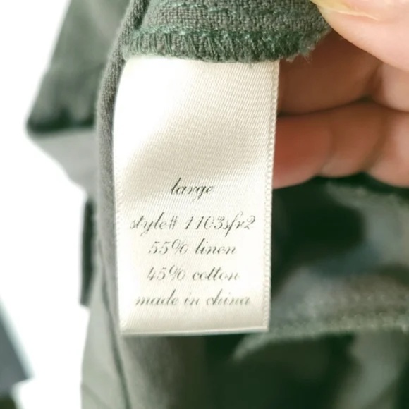 Khaki Linen Cotton Sleeveless Top - Picture 6 of 6